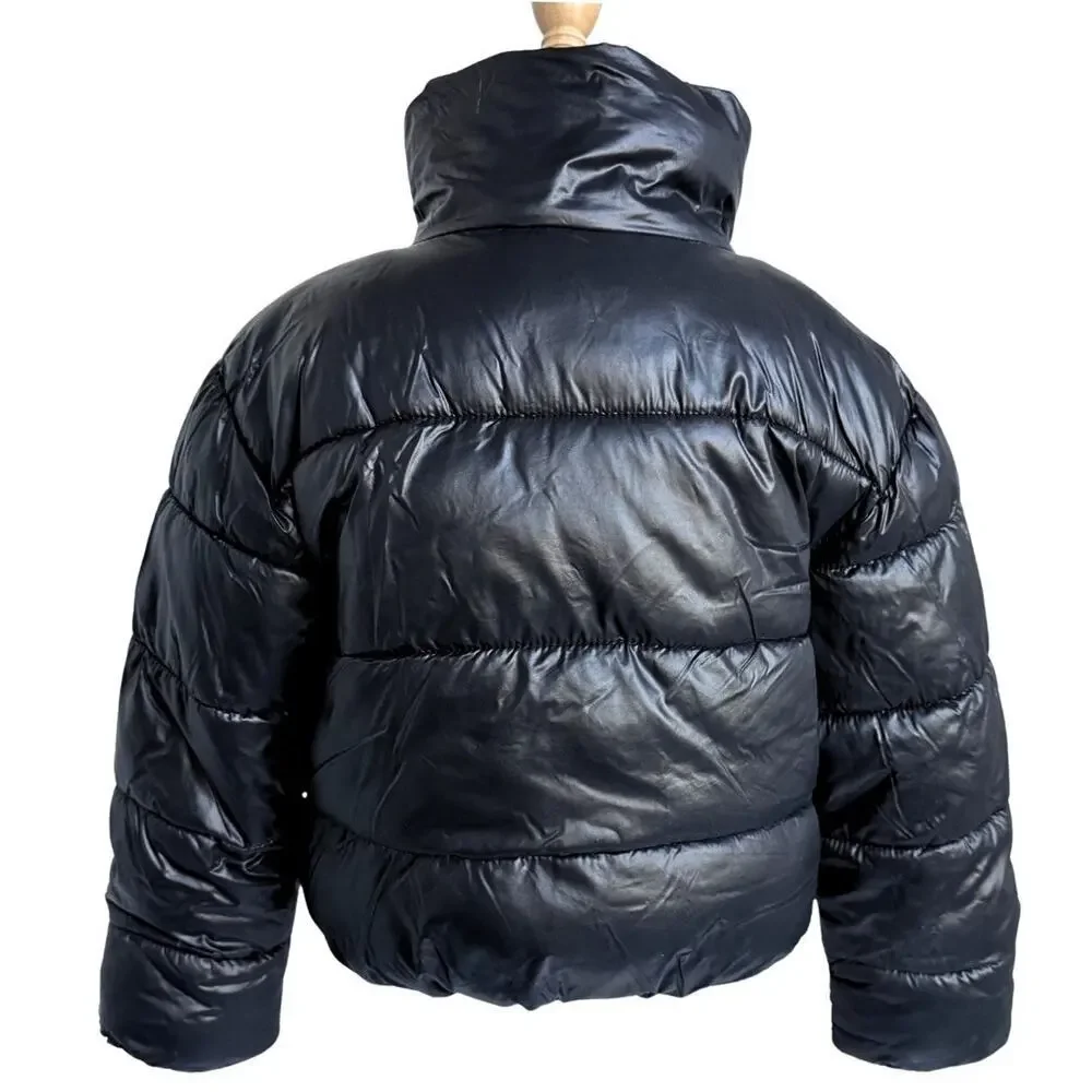 Old Navy Kids Black Puffer Jacket XS 5 Quilted Zip Coat Winter